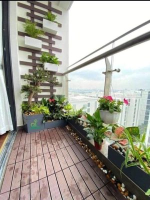 Chậu composite trang trí ban công tại QueenPot